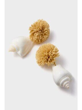 Tuckernuck Shell and Pom Elaine Earrings in Ivory New One Size Womens Jewelry